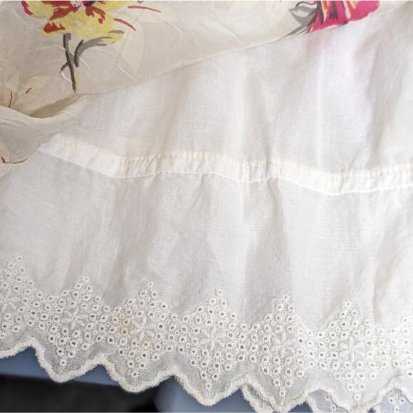 Johnny Was cream and floral short layered boho cottage core skirt size small - Picture 8 of 8
